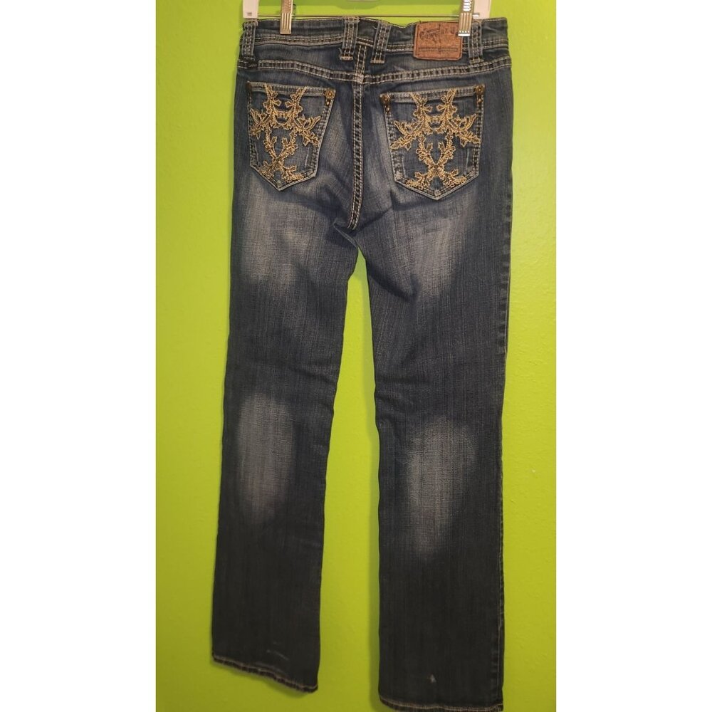 Vintage Cowgirl Up Bootcut Jeans Embroidered Accented Pockets Size 8 Waist 30"